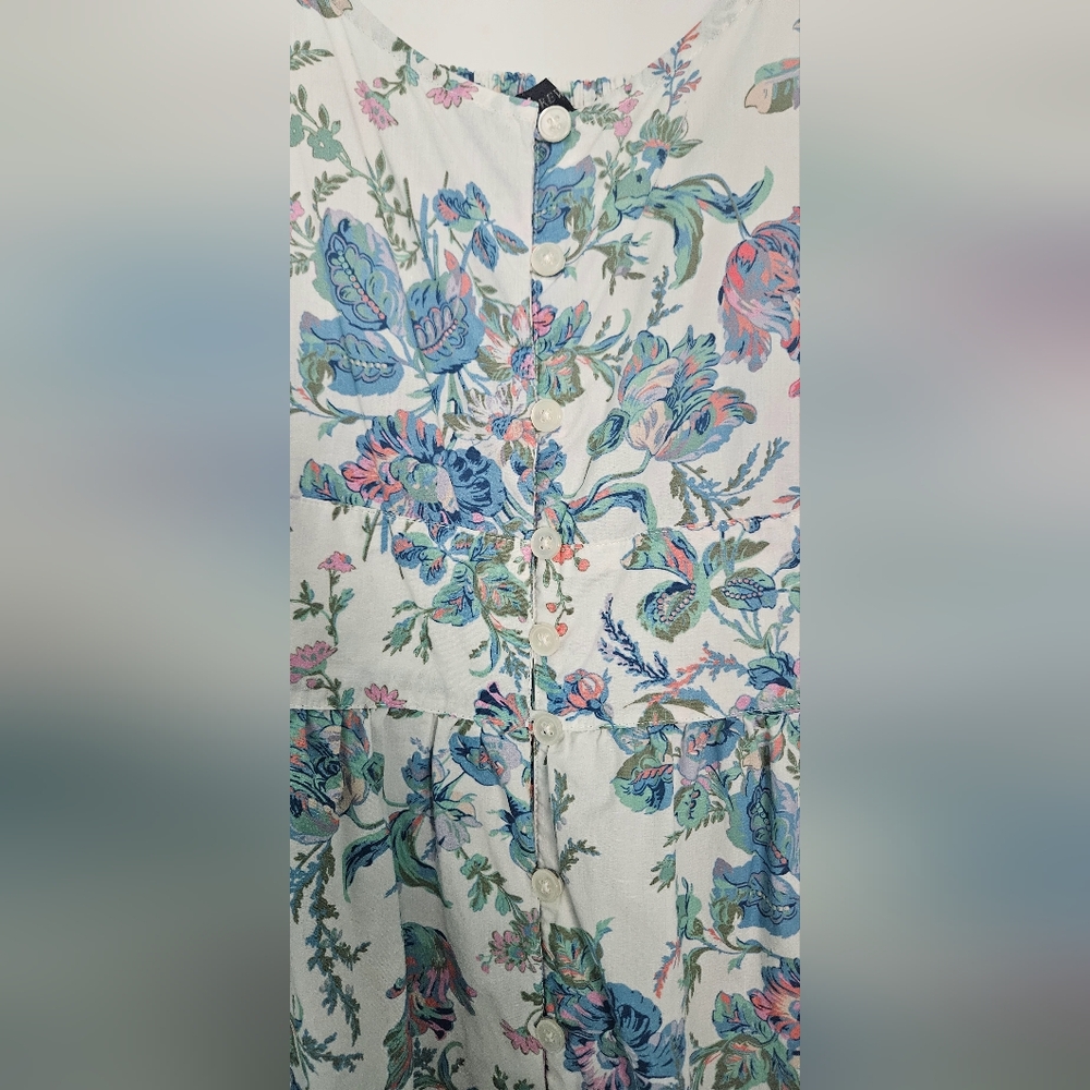 J. Crew White Floral Maxi Dress with Blue and Green Print - Picture 4 of 6